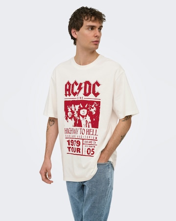 Only & Sons ACDC Relaxed Fit T-Shirt - Off White