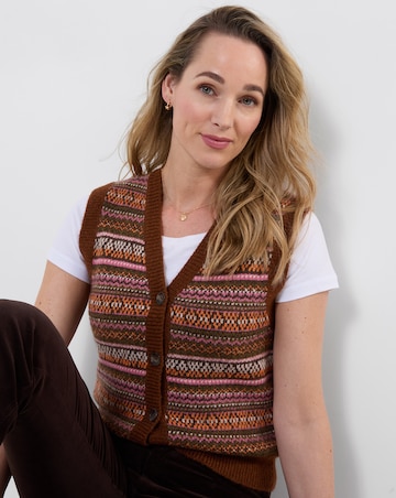 Joe Browns Autumn Days Fairisle Button Through Knitted Vest
