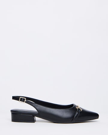 Sylvia Flat Slingback Shoes With Trim Detail - Wide Fit (E)