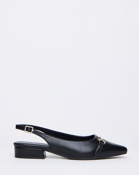 Sylvia Flat Slingback Shoes With Trim Detail - Wide Fit (E)