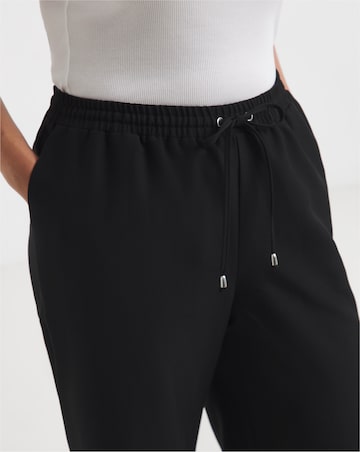 Black Drawcord Waist Relaxed Wide Leg Trousers
