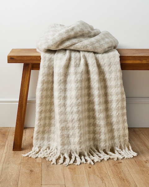 Faux Mohair Houndstooth Throw