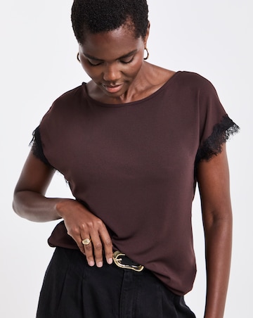 Chocolate And Black Slash Neck Lace Vest