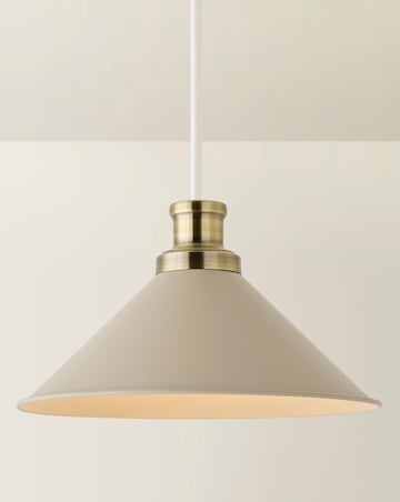 ValueLights Morgan Beige Taper Shade with Brushed Brass Fitting