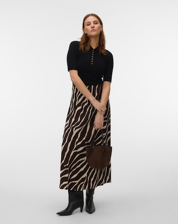 Vero Moda Maddie Mid Waist Zebra Print Ankle Skirt