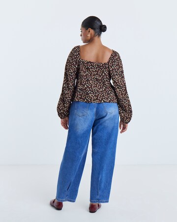 Simply Be Ditsy Floral Blouson Sleeve Blouse