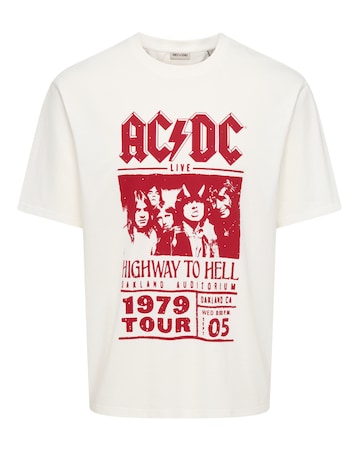 Only & Sons ACDC Relaxed Fit T-Shirt - Off White