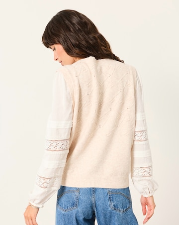 Fatface Kaia Double Layer Knitted Tank with Broderie Sleeves