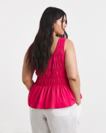 Green Shirred Peplum Vest