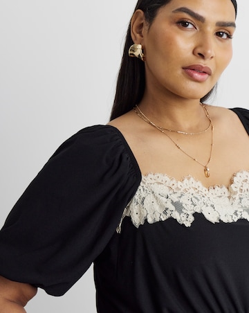 Joanna Hope Contrast Lace Midi Dress