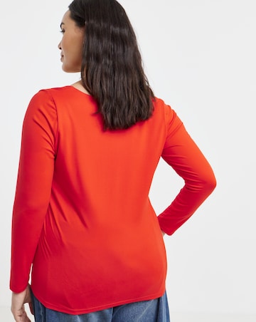 Simply Be Red Long Sleeve Square Neck Top