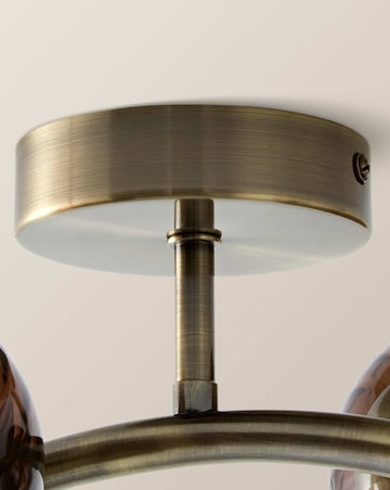 ValueLights Sydney Brushed Brass with Brown Swirl Glass Multi Arm Ceiling Light