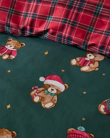 Catherine Lansfield Christmas Tartan Teddy Bear Duvet Cover Set