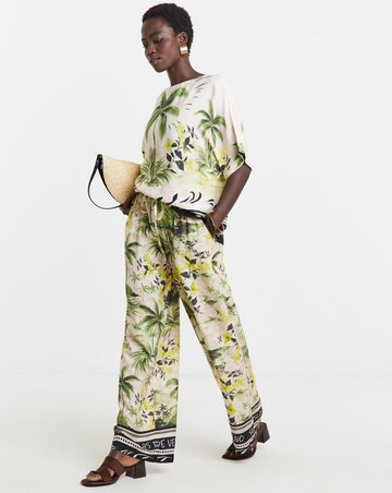 Linen Mix Wide Leg Trousers
