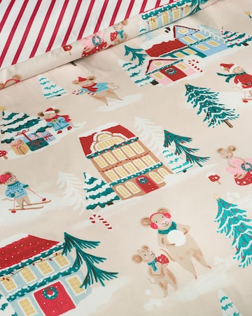 Catherine Lansfield Christmas Mouse Town Duvet Cover Set