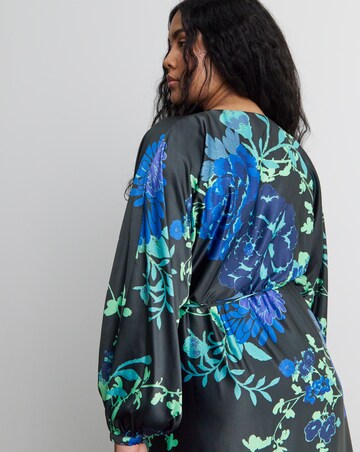 Joanna Hope Floral Satin Wrap Dress