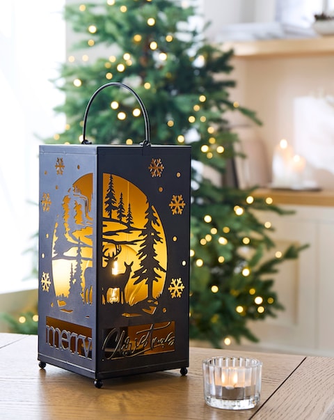 New In - Cut Out Stag Lantern with Bulb