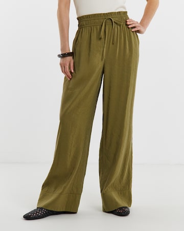 KHAKI WAISTBAND DETAIL WIDE LEG TROUSER