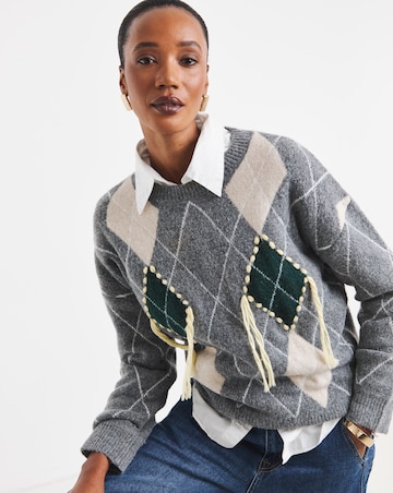 Loose Thread Argyle Jumper