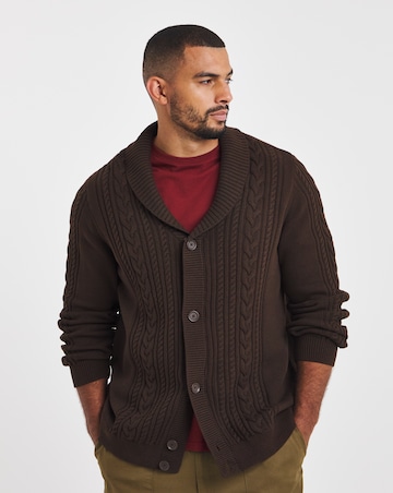 Cable Knitted Shawl Neck Cardigan