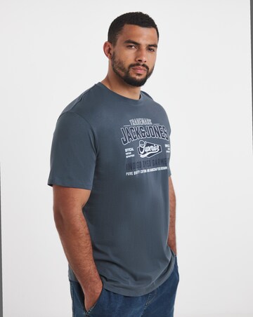 Jack & Jones Graphic Logo Tee - Grey Blue