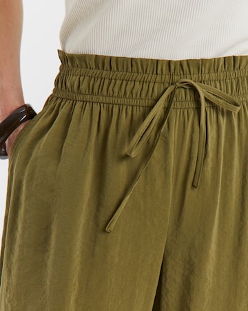 KHAKI WAISTBAND DETAIL WIDE LEG TROUSER