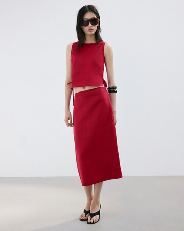 Mango Linen Midi Skirt
