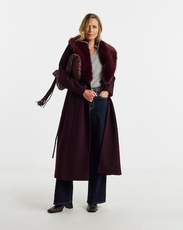 Aubergine Faux Fur Collar Coat