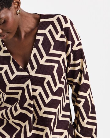Aztec Print V-Neck Longline Top