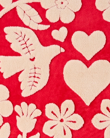 Jacquard Folk Floral Fleece Fur Throw