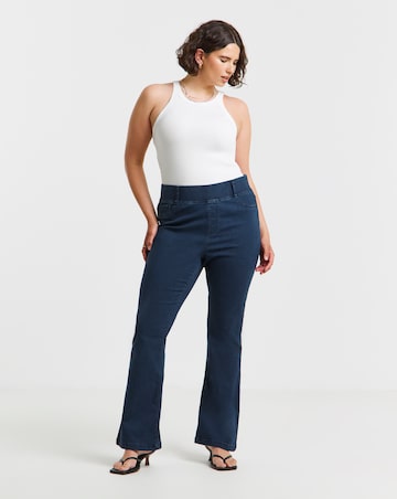 Simply Be Womens Stretch Flared Pull On Jeggings - Dark Blue