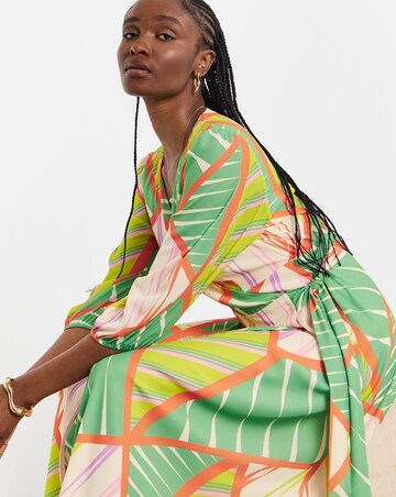 Joanna Hope Geo Print Functional Wrap Midi Dress
