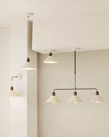 ValueLights Burford Ceramic Ribbed Semi Flush Ceiling Light