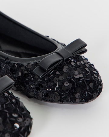 Abundance Classic Bow Sequin Ballerina Shoes - Wide Fit (E)