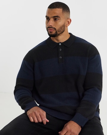 Stripe Slouch Knitted Polo