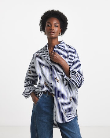 Embroidered Motif Stripe Shirt