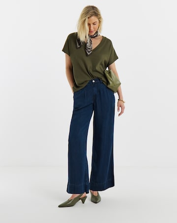 Indigo Wide Leg Jeans with Tencel TM Lyocell