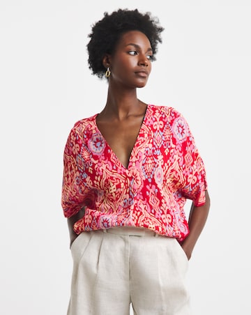 Printed Textured Crinkle Tunic Top