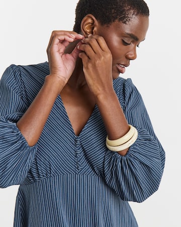 Stripe Button Detail Tea Dress
