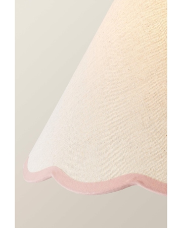 ValueLights Bobbles Rose Pink Bobbin Floor Lamp with Pink Trim Scallop Shade