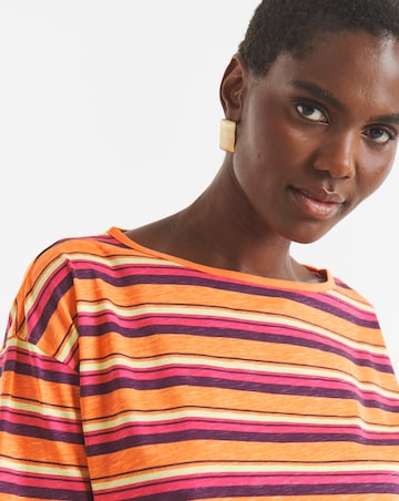 Stripe Raglan Boxy Cotton Tee