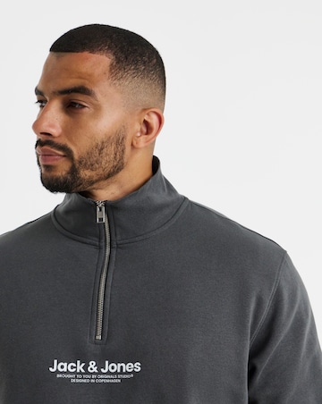 Jack & Jones Vesterbro Quarter Zip Sweat Top and Pants Set - Grey