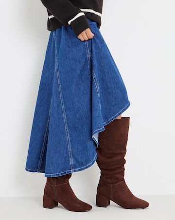 Rosie Heeled Knee High Slouch Boots - Extra Wide Fit (EEE) & Super Curvy Calf
