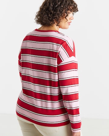 Simply Be Pink And Burgundy Stripe Long Sleeve T-Shirt