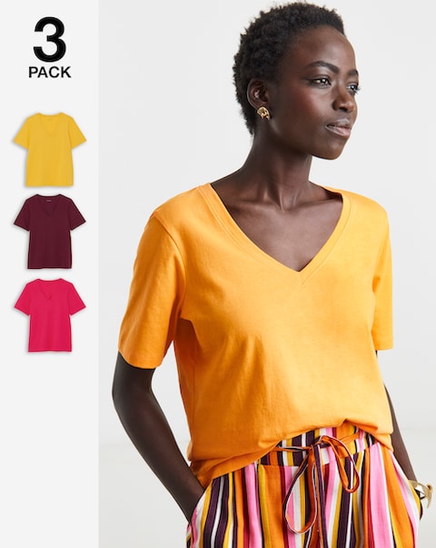 3 Pack V Neck Cotton T-Shirts