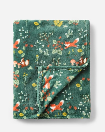 Forest Friends Fleece Throw - Forest Green