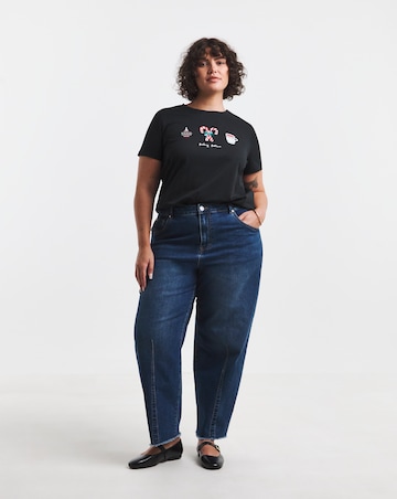 Simply Be Black Christmas Placement Embroidery T-Shirt