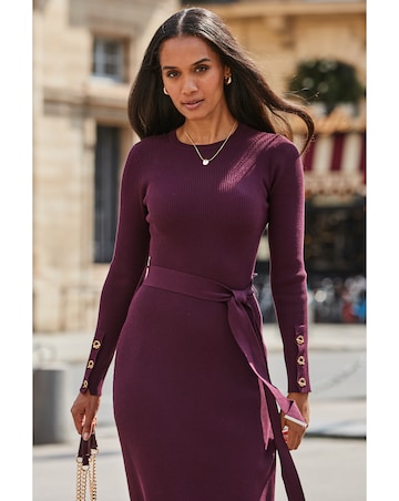 Sosandar Self Tie Midaxi Dress with Cuff Detail Dress