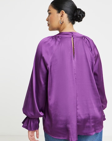 Simply Be Purple Satin High Neck Blouse