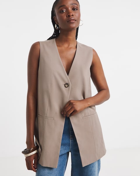 Neutral Longline Waistcoat